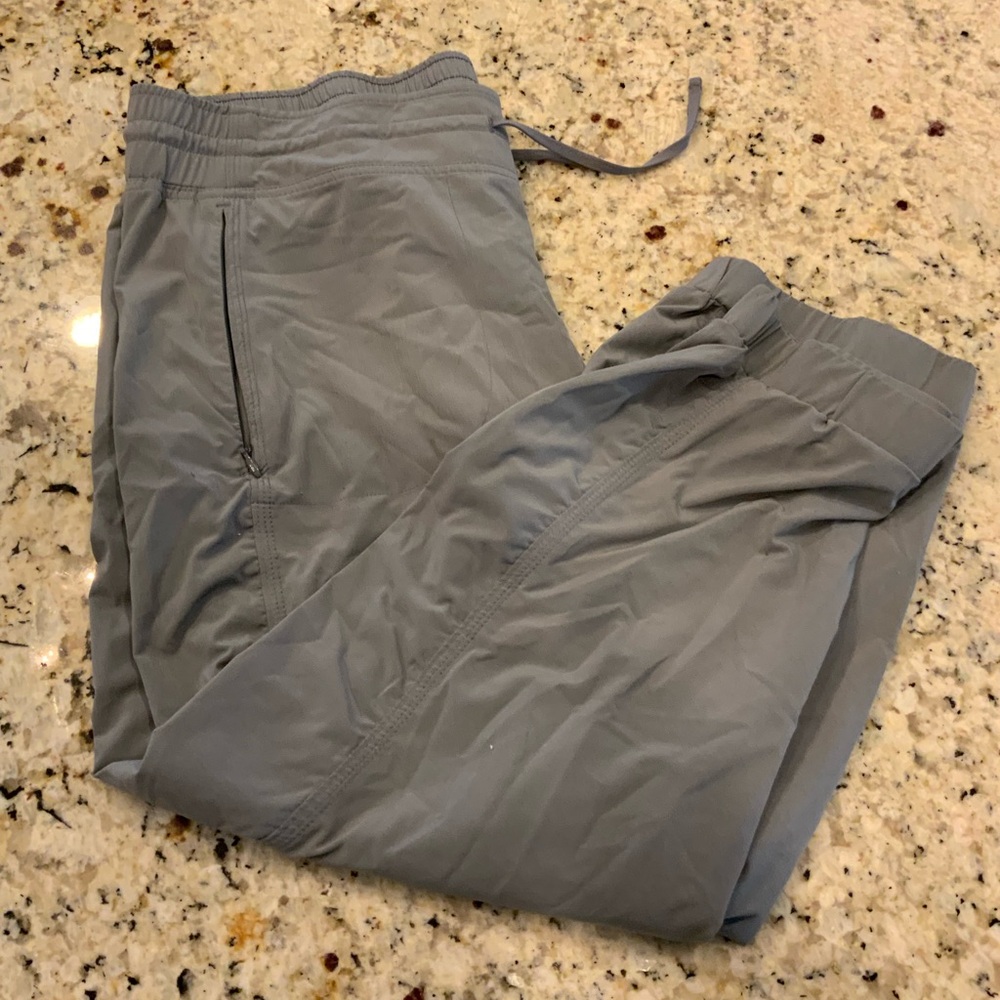 Athleta Light Gray Capris with Drawstring Waist